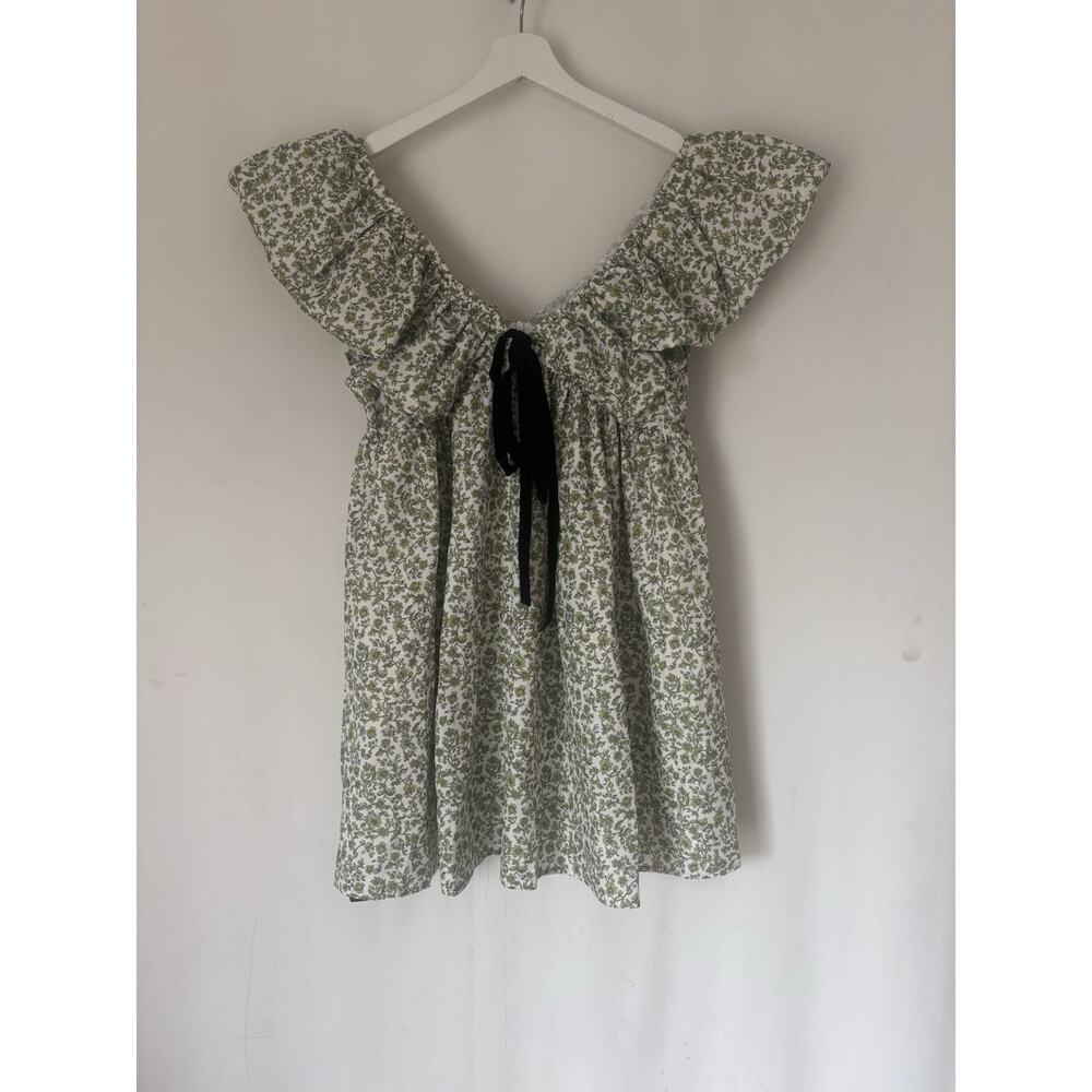 Bohemian Dress Medium Short Mini Ruffled Sleeves Babydoll Floral Boho